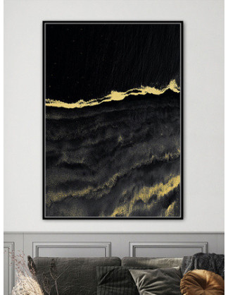 Złoto czarny nowoczesny obraz 82,6x122,6 cm