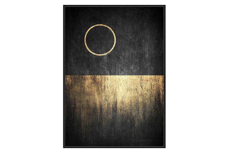 Czarno-złoty obraz z kołem 102x142 cm